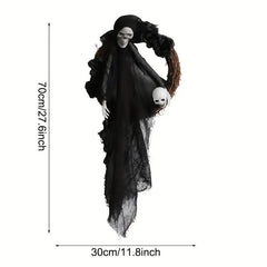 Black & White Ghost Door Hanging for Halloween Decor