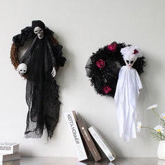 Black & White Ghost Door Hanging for Halloween Decor