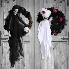 Black & White Ghost Door Hanging for Halloween Decor