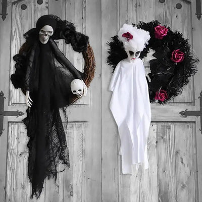 Black & White Ghost Door Hanging for Halloween Decor
